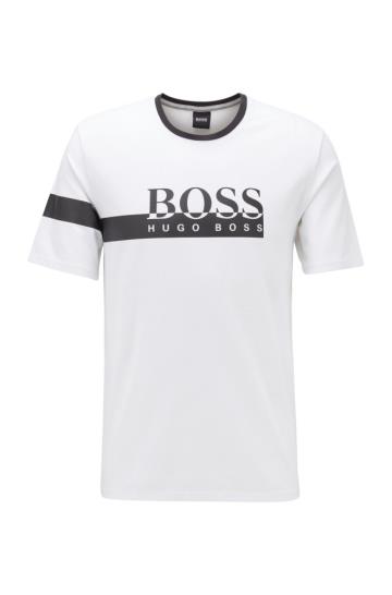 Koszulka Od Piżamy BOSS Stretch Jersey Białe Męskie (Pl75259)
